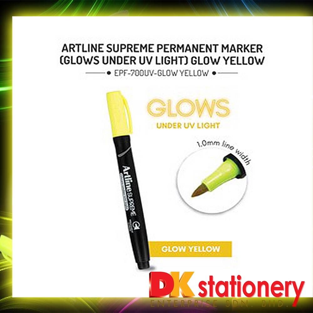 Artline Supreme Glow Under UV Light