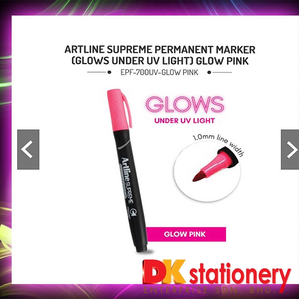 Artline Supreme Glow Under UV Light