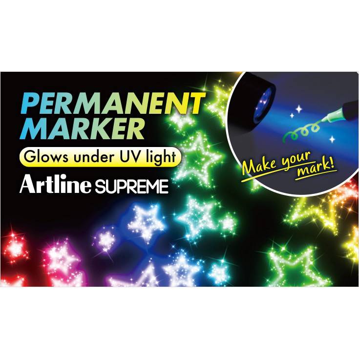 Artline Supreme Glow Under UV Light