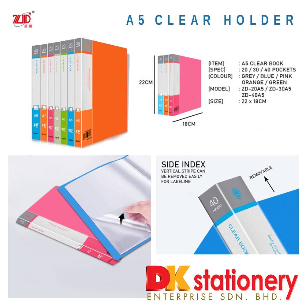 A5 Clear Book Holder 20 Pockets I ZD20A5