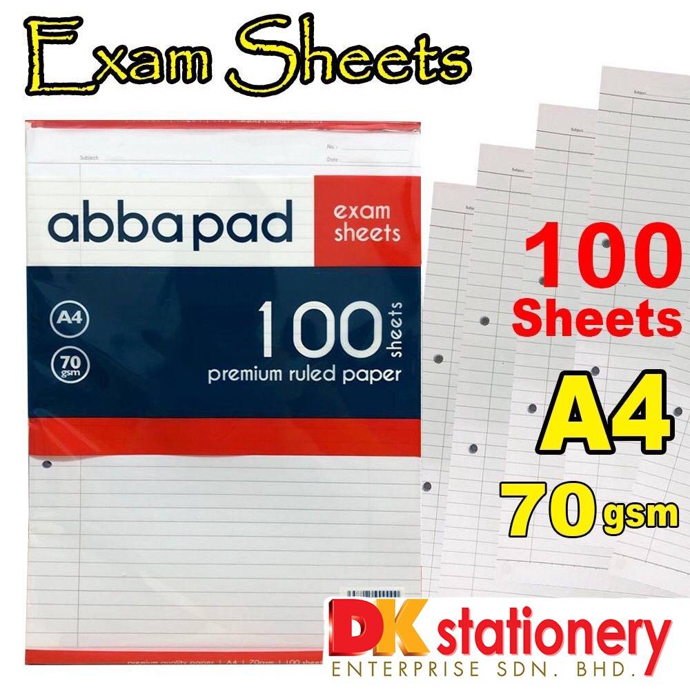 A4 Paper Exam Sheet 70gsm 100's I 48's