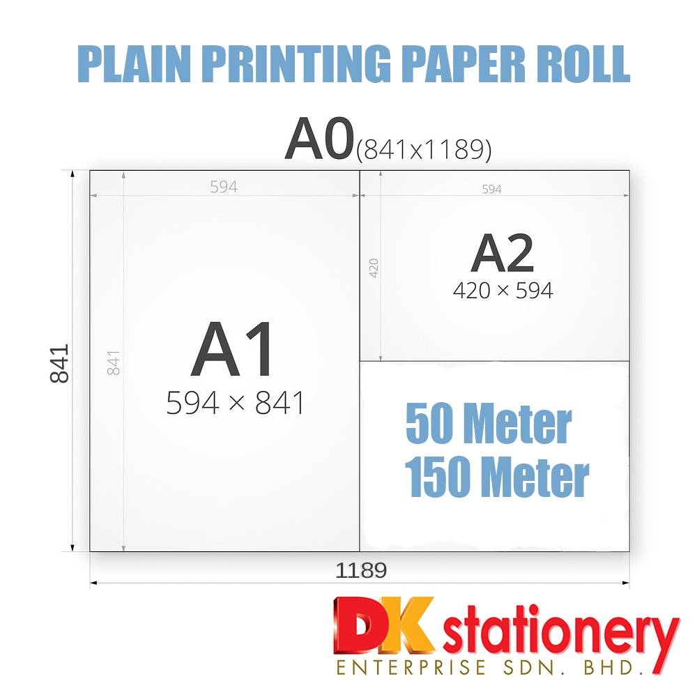 Plain Printing Paper Roll 80gsm I A1 / A0