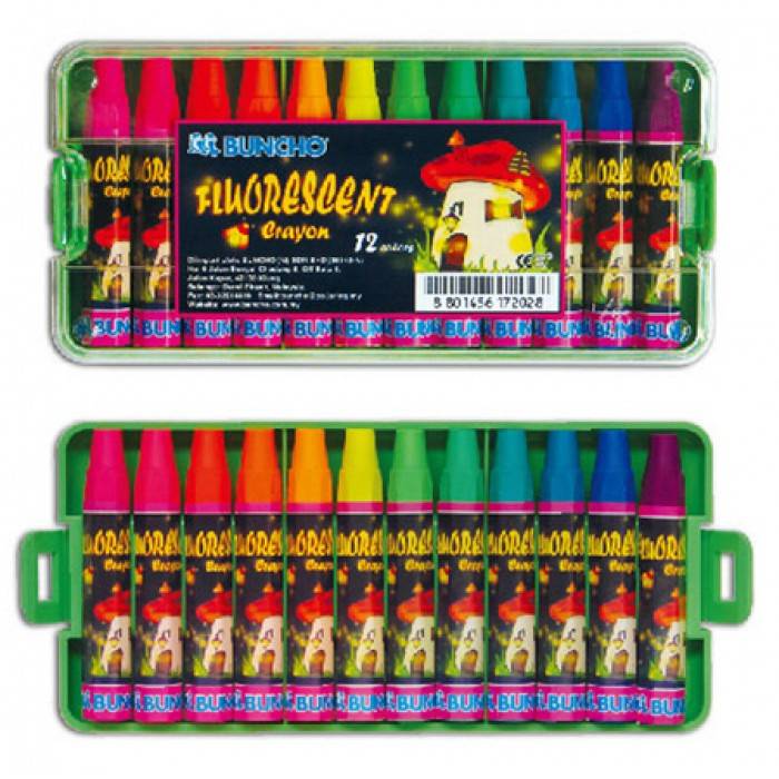 Buncho Fluorescent Crayon / Sangha Oil Pastel (12 Colors)