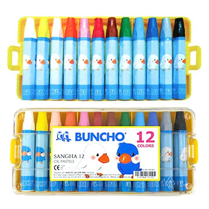 Buncho Fluorescent Crayon / Sangha Oil Pastel (12 Colors)